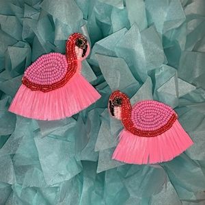 Fashion beaded flamingo fringe earrings